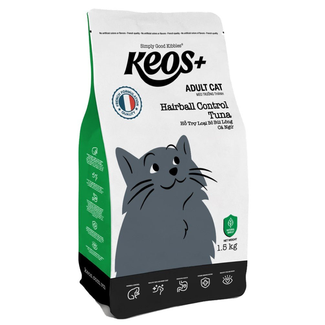 KEOS CAT ADULT HAIRBALL CONTROL W TUNA 1.5KG